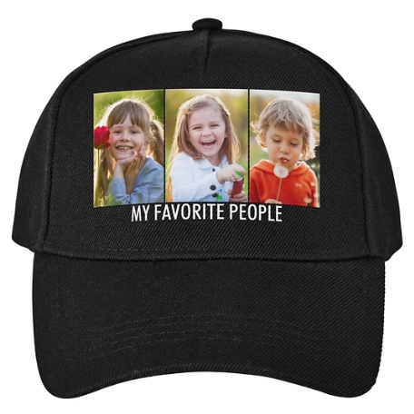 Create Your Own Photo Cap - Black - 3 Photos