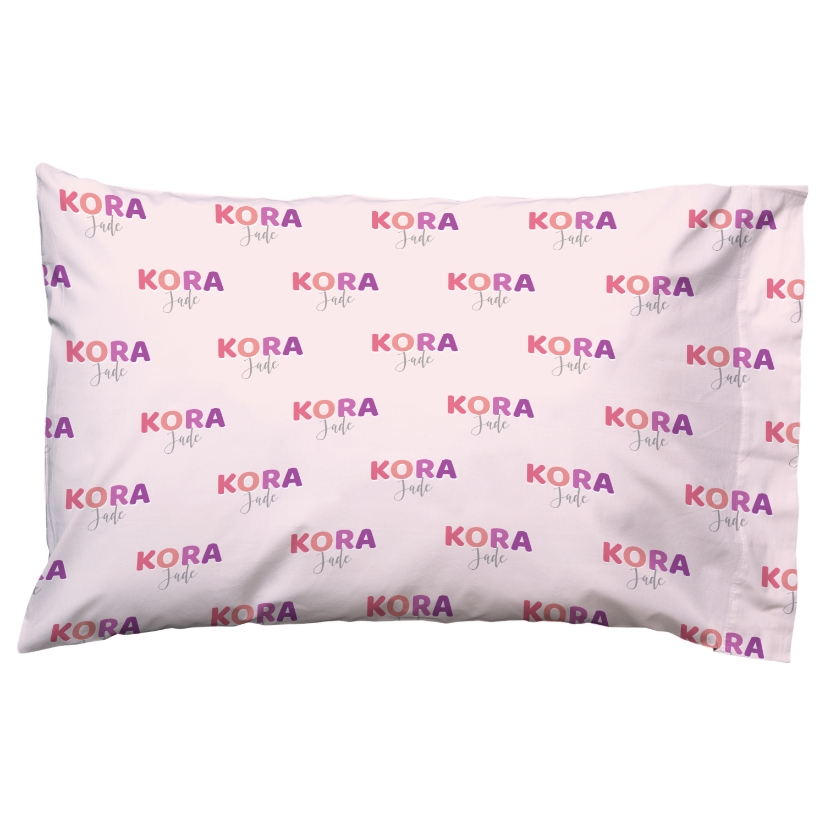 Fun Block Name Pillowcase Pink at