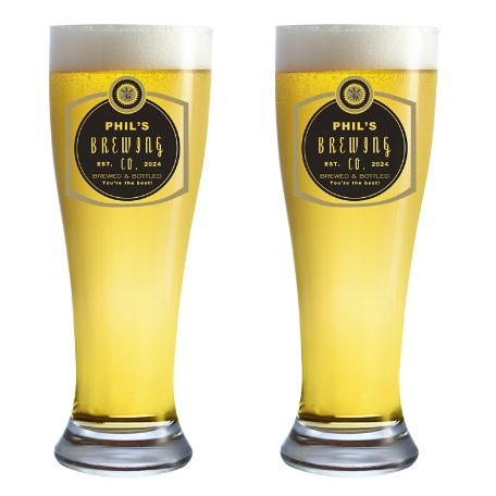 Personalized Barley Beer Pilsner Glass - Set of 2