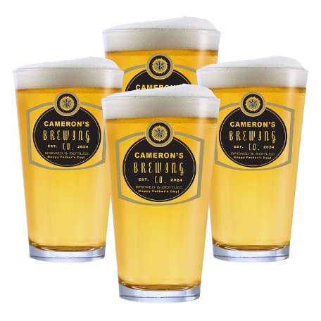 Personalized Barley Beer Pint Glass - Set of 4