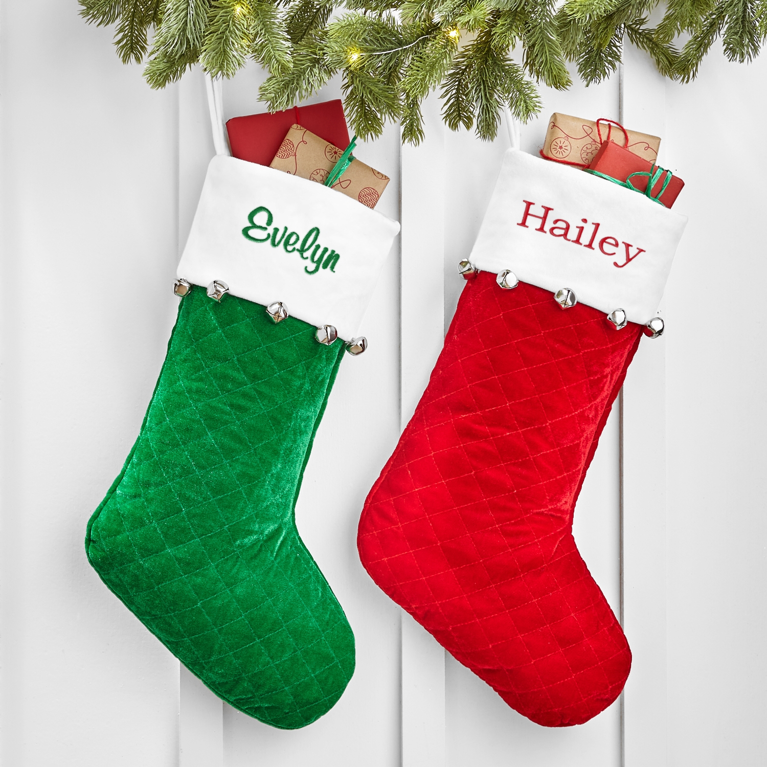 Jingle Bells Quilted Velvet Stocking