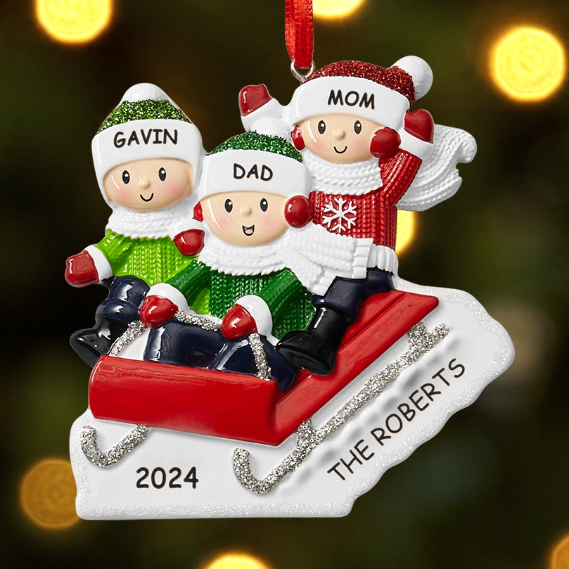 Fun Family Sledding Ornament