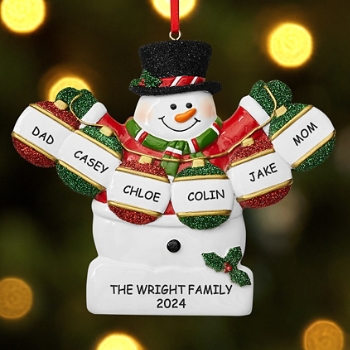 Holly Jolly Snowman  Family Ornament