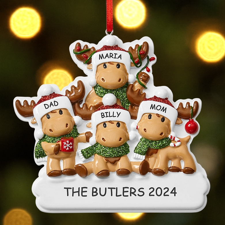 Cutesy Moosey Family Ornament