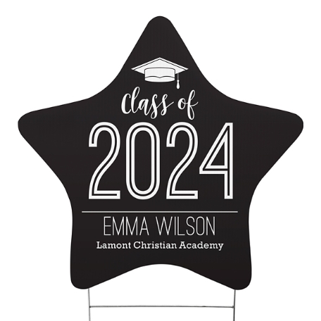 Proud Year Graduation Star Yard Sign - Black - Small