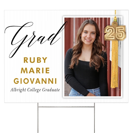 Hanging Tassel Graduation Photo 2 Sided Yard Sign