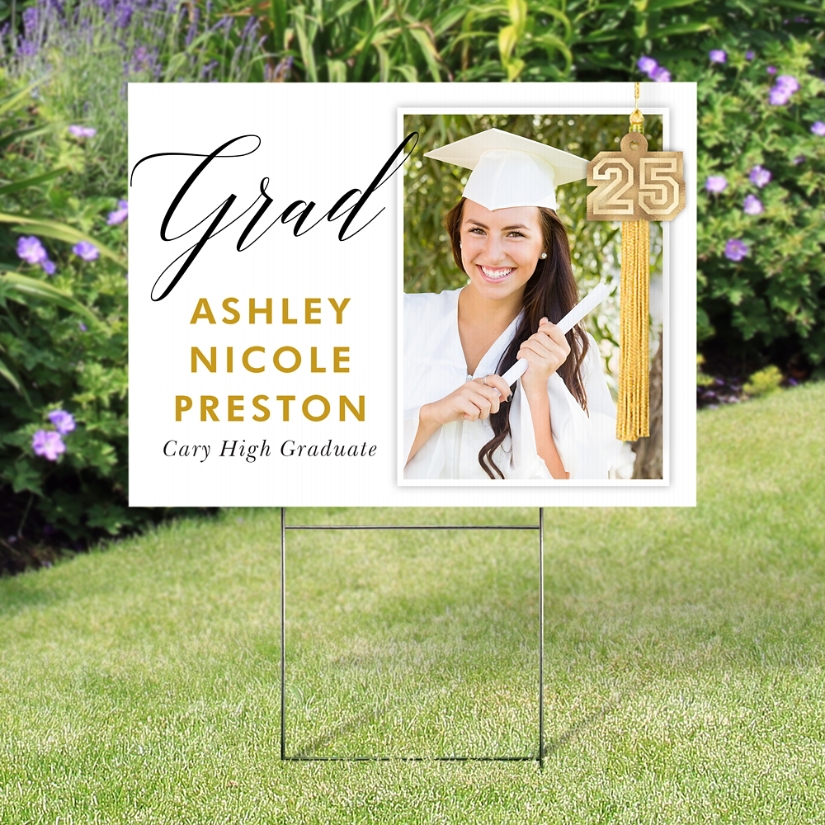 Tassel Celebration Graduation Personalized Photo Yard Sign at Gifts.com
