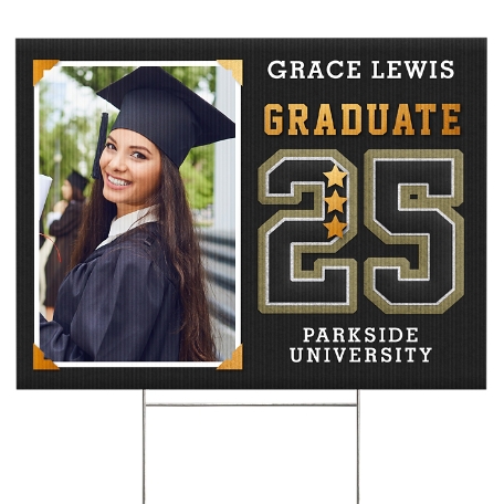 Varsity Letter Graduation Photo 2 Sided Yard Sign