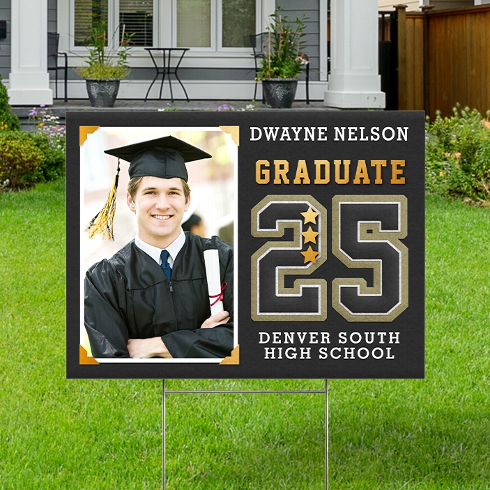 Varsity Letter Graduation Photo Yard Sign