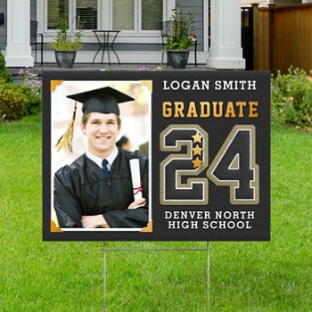 Varsity Letter Graduation Photo Yard Sign