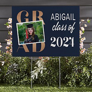 Golden Graduate Photo Yard Sign
