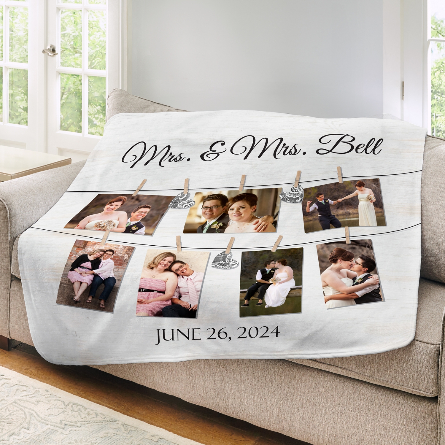 United in Love Personalized Wedding Photo Plush Blanket