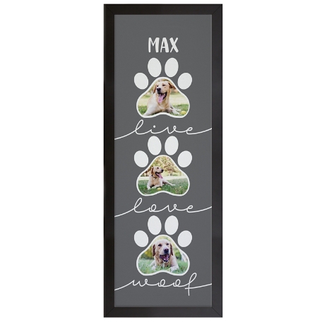 Live, Love Photo Paw Print Canvas - Woof - 9X27 - Framed