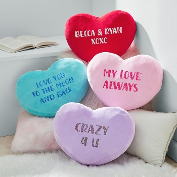 Plush Heart Sparkle Message Pillow