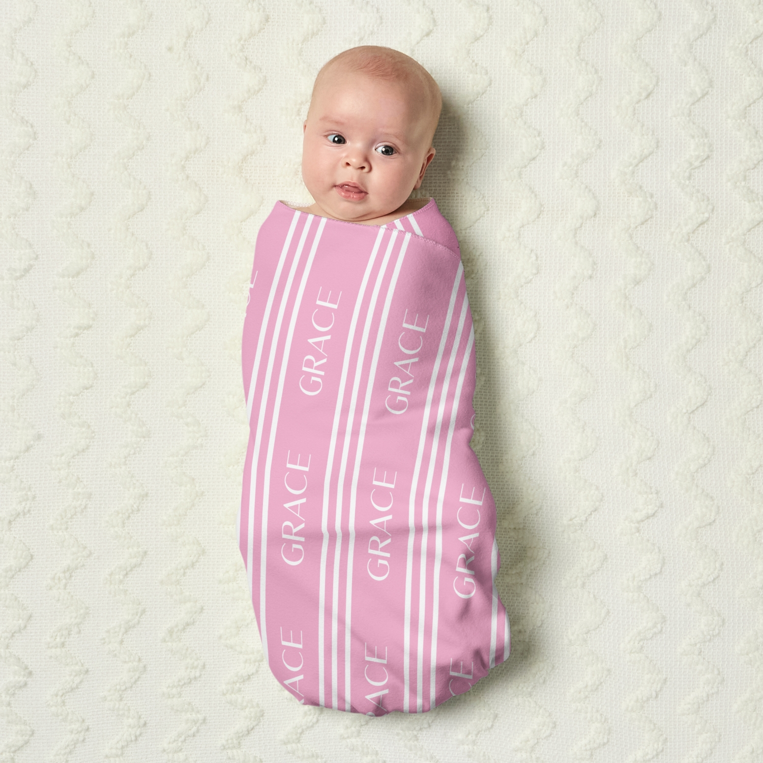 Name in Stripes Baby Swaddle Blanket