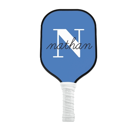 Modern Initial and Name Pickleball Paddle - White - Blue