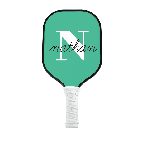 Modern Initial and Name Pickleball Paddle - White - Green