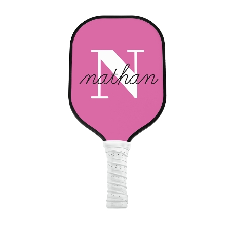 Modern Initial and Name Pickleball Paddle - White - Pink