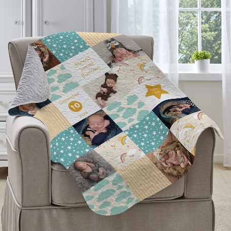 Patchwork Baby Memories Photo Quilted Blanket