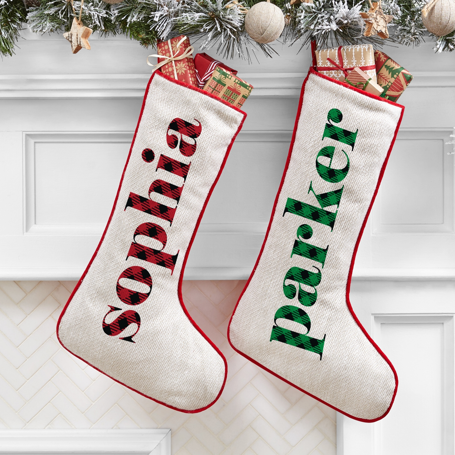 Simply Plaid Name Stocking