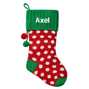 Whimsical Knit Stocking -Red Polka Dot-Sans Serif