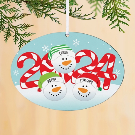2024 Snowman Family Oval Ornament
