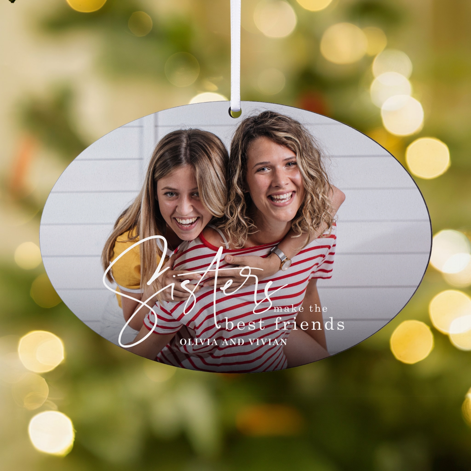 Sisters Make the Best Friends Photo Oval Ornament