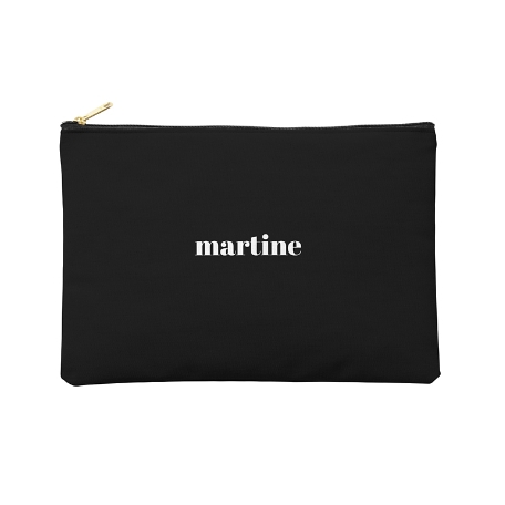 Colorful Name Zipper Pouch - Large - Black