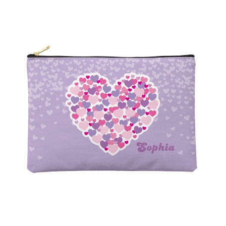 Fun Graphic Zipper Pouch - Hearts - Large