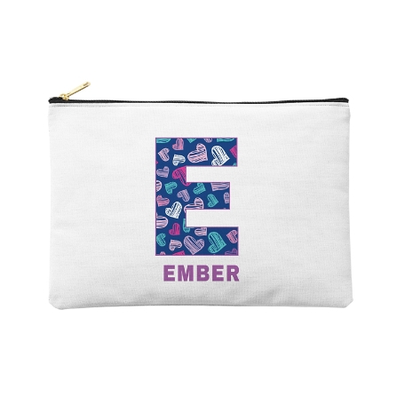 Pretty Pattern Zipper Pouch - Bright Hearts - Large