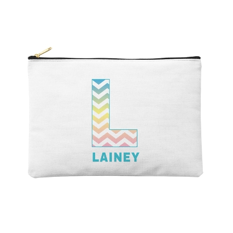 Pretty Pattern Zipper Pouch - Rainbow Chevron - Large
