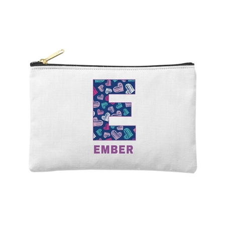 Pretty Pattern Zipper Pouch - Bright Hearts - Small