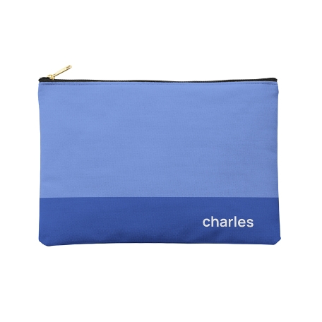 Colorblock Name Zipper Pouch - Large - Blue