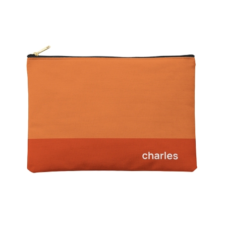 Colorblock Name Zipper Pouch - Large - Orange