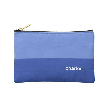 Colorblock Name Zipper Pouch - Small - Blue