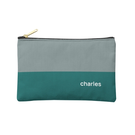 Colorblock Name Zipper Pouch - Small - Green