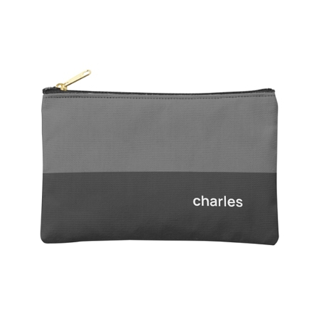 Colorblock Name Zipper Pouch - Small - Gray