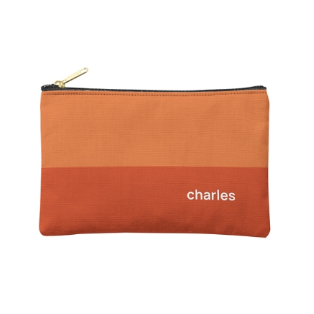 Colorblock Name Zipper Pouch - Small - Orange