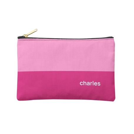 Colorblock Name Zipper Pouch - Small - Pink