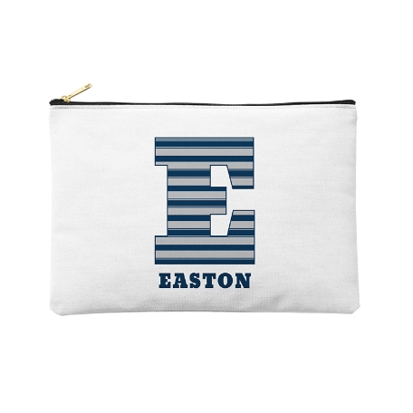 Their Own Name Zipper Pouch - Blue Stripes - Large