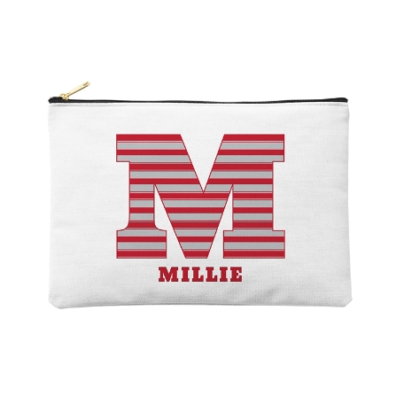 Their Own Name Zipper Pouch - Red Stripes - Large