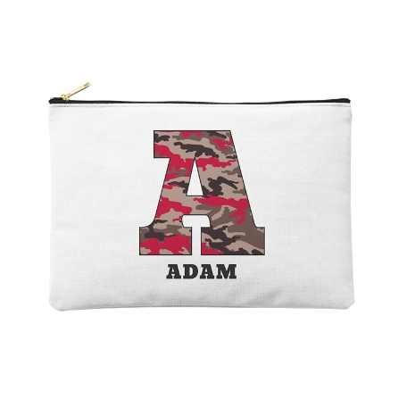Their Own Name Zipper Pouch - Red Camo - Large