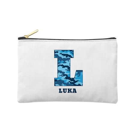 Their Own Name Zipper Pouch - Blue Camo - Small