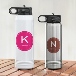 Colorful Initial & Name Water Bottle