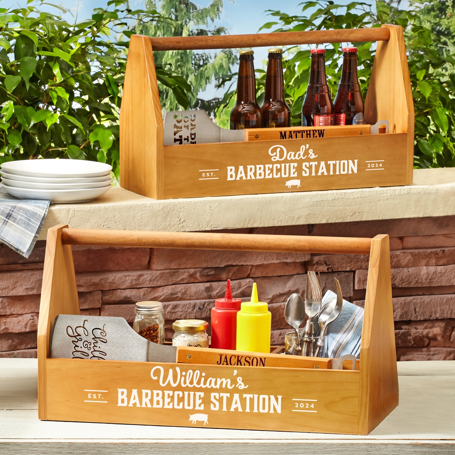 Barbecue Station Wood BBQ Caddy