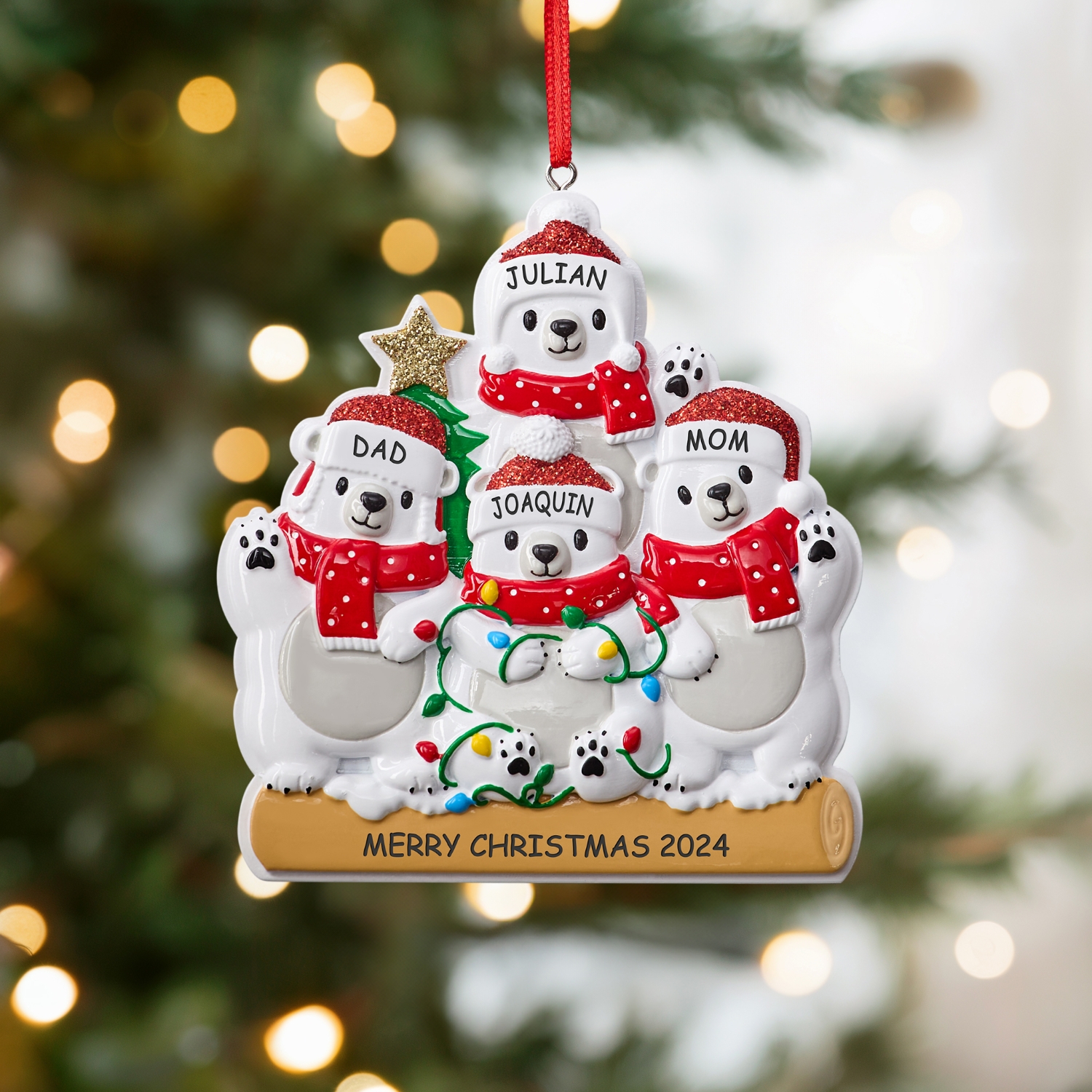 Festive Bear Family Ornament