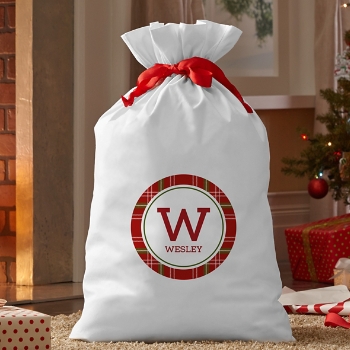 Initial & Name Plaid Oversized Gift Bag