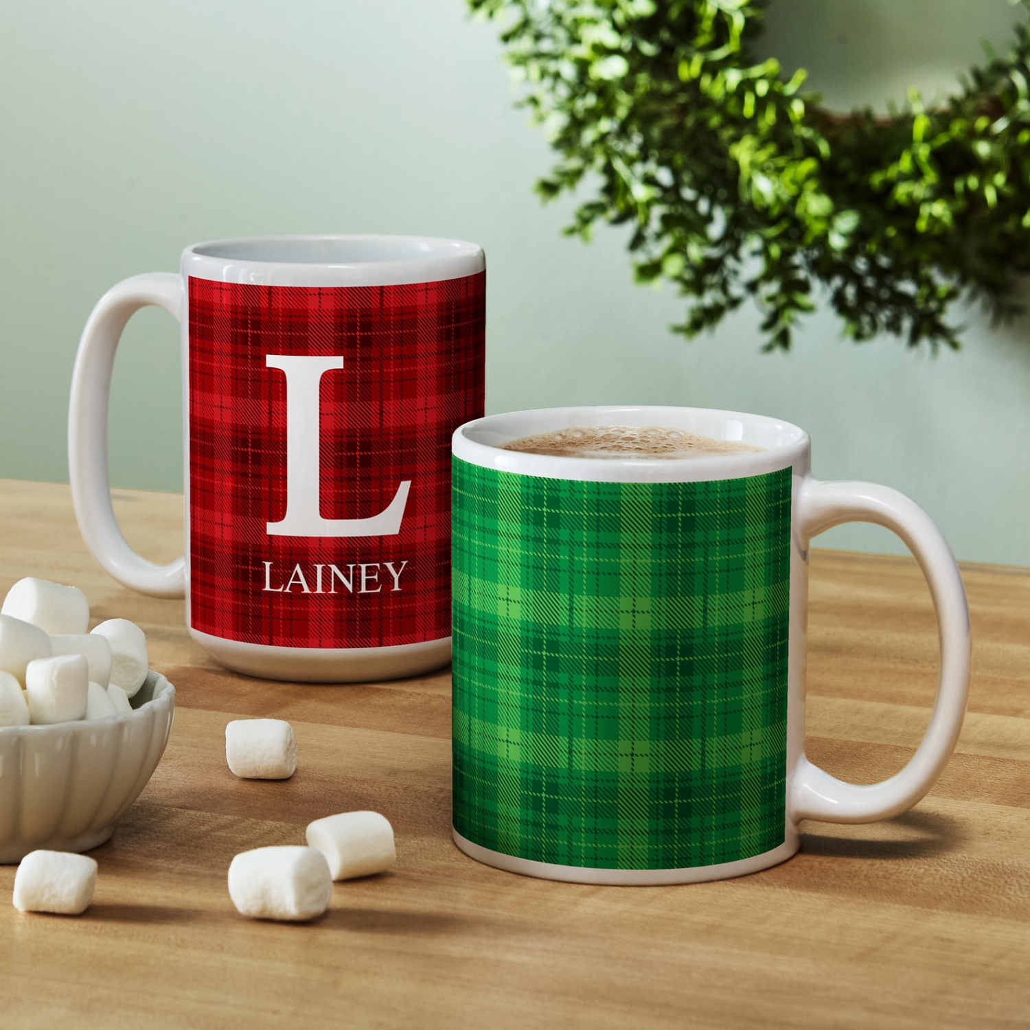 Plaid Initial Mug