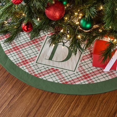 Plaid Initial Quilted Tree Skirt