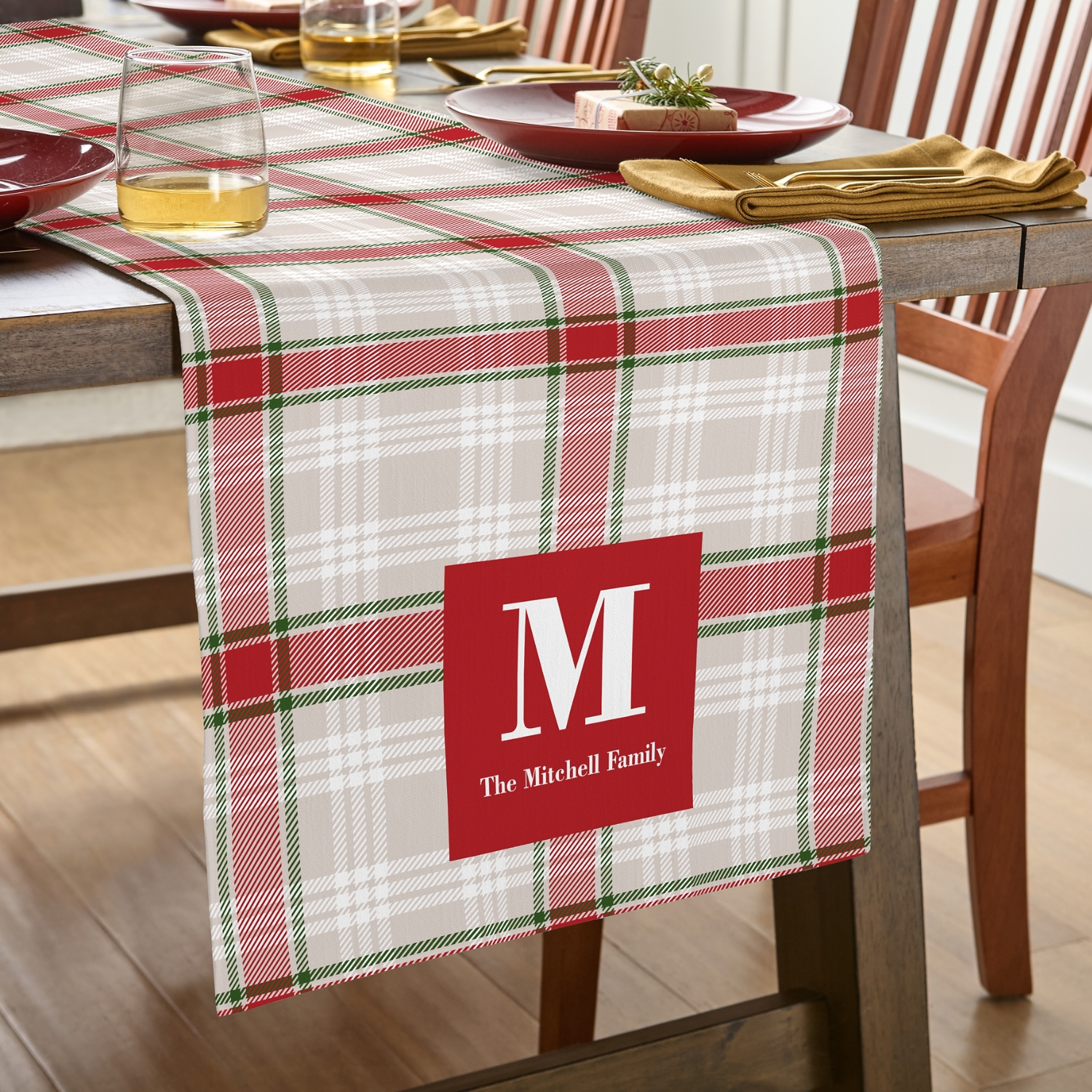 Pleasantly Plaid Initial Table Runner